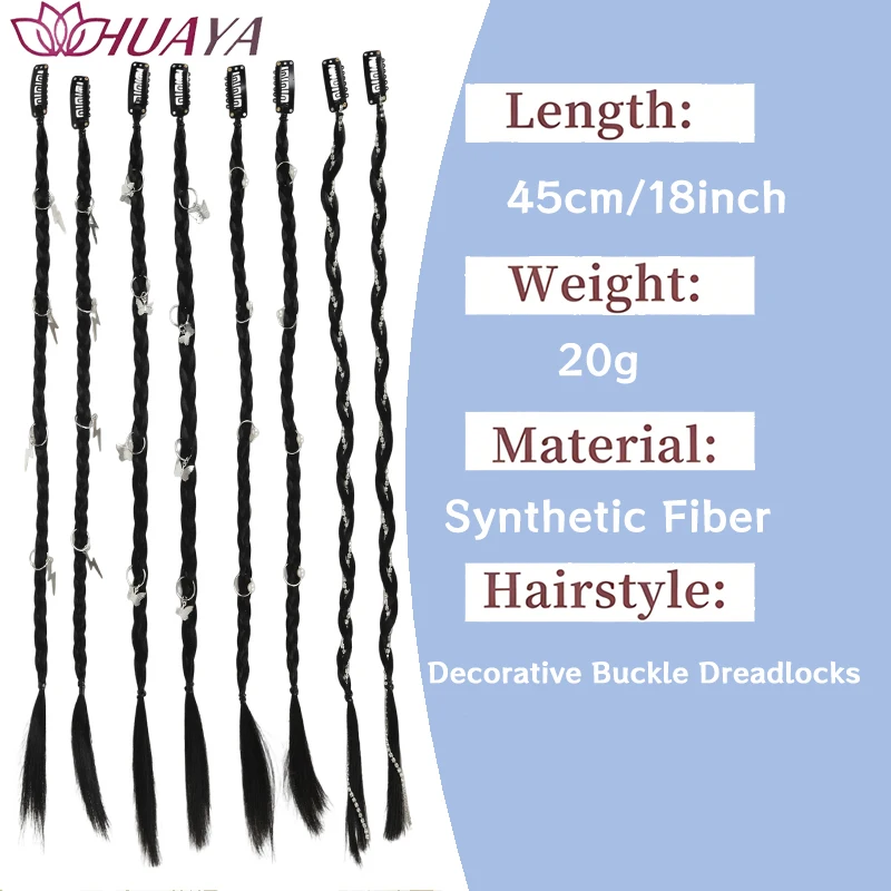 Parrucca intrecciata in fibra sintetica con clip BB, accessori per capelli in stile punk Y2K per ragazze, adatta per l'uso quotidiano, cosplay e acconciature da festa. - immagine 2