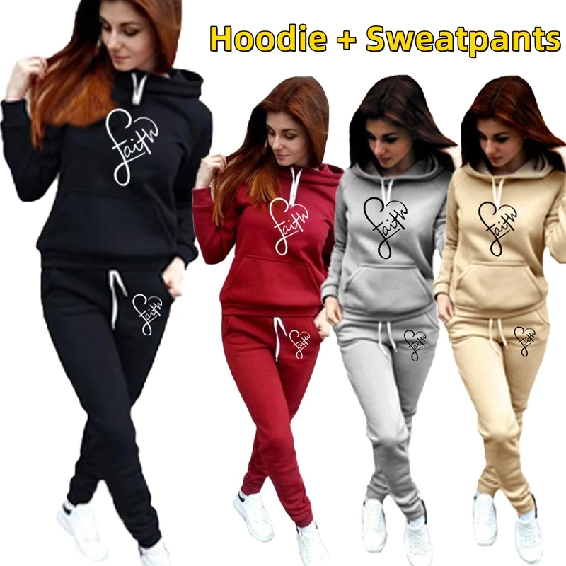 

2023 Women Fashion Two Piece Set Jogging Suit Long Sleeve Suits Hoodies Tops Pant Long Sleeve Track Suit Casual Suit 5 Colors