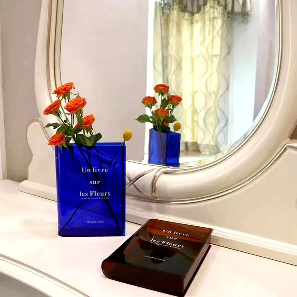 Creatitive Book Letter Acrylic Vase Artistic Transparent Flowers Vase Hydroponic Decorative Vase Desktop Bookshelf Ornament 2