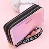 Double Zipper Women's Long Wallet Female Laser Soft PU Leather Coin Clutch Bag Large Capacity Business Card Holder New Arrival 1