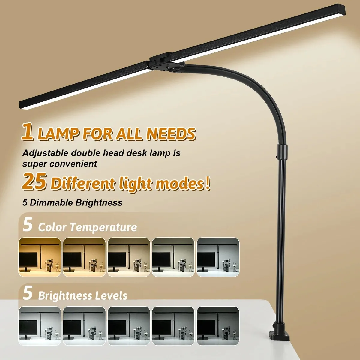 Double Single Head Led Clip Desk Lamp Dimmable Computer Table Lamps Monitor Light Architect Table Lamp for Office Reading Lights 4