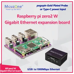 Raspberry pi zero2 W Gigabit Ethernet expansion board,USB to Ethernet, USB HUB, RJ45 Hat typec, zero