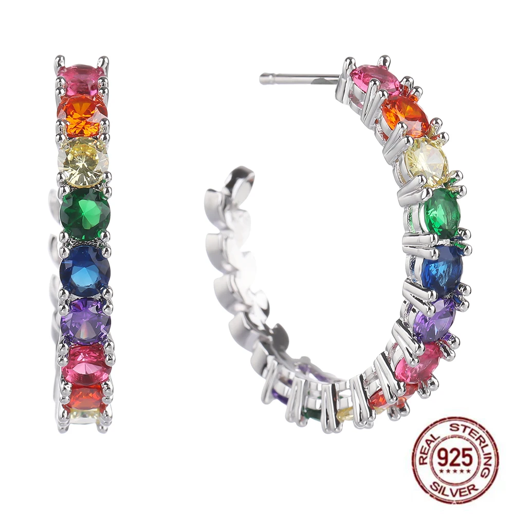 

Poulisa Cubic Zirconia Drop Hoop Earrings 925 Sterling Silver for Women S925 Micro Pave Zircon Dangle Earring Elegant Ear rings