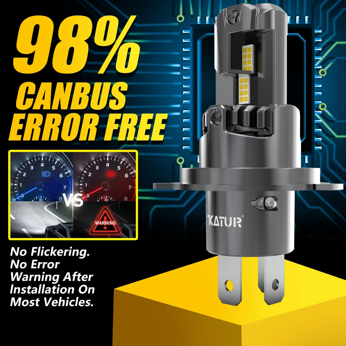 2 Stücke 20000LM H4 9003 HB2 LED Canbus Turbo Scheinwerferlampe 100 W Fern- und Abblendlicht für Audi BMW Mercedes Benz Ford VW Honda – Detail 4