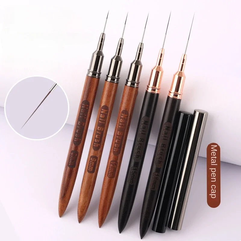 Description Picture 3 of item6/9/12/15/18MM Sandalwood Rod Nail Liner Brush Drawing Lines Stripe Painting Flower Pen Handle Nail Art Pen Brush Nail Art Tools