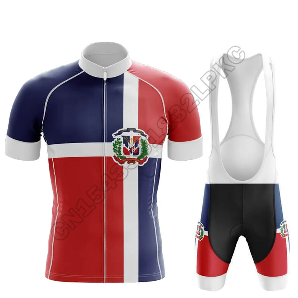 Dominican Republic Men's Summer Short Sleeves Cycling Jersey Set MTB Bike Uniform Triathlon Breathable Ropa Ciclismo Verano
