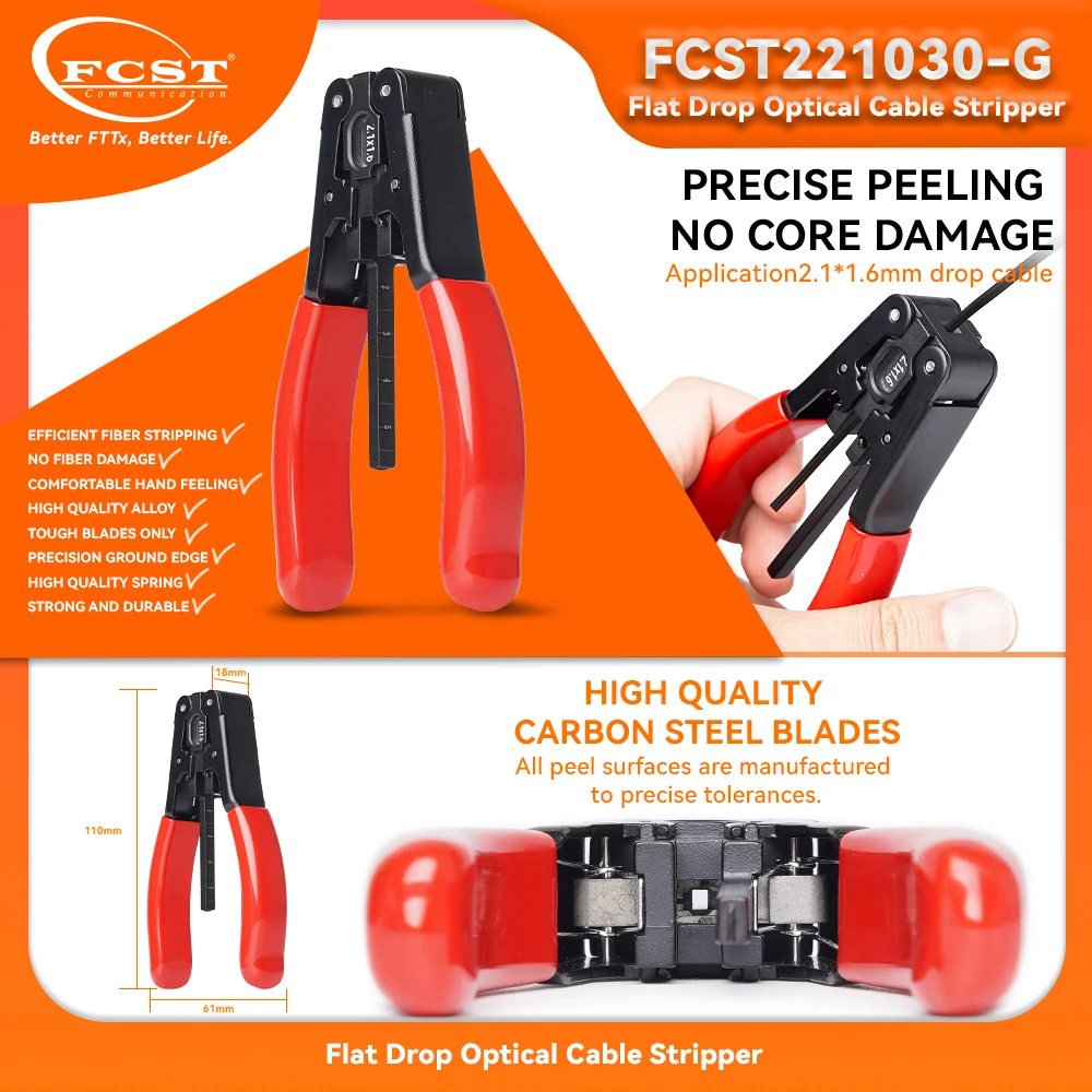 FCST Fiber Optic Stripping Tool FTTH Fiber Optic Cable Stripper Striping Optical Pliers Drop Stripper Fiber Cable Stripper