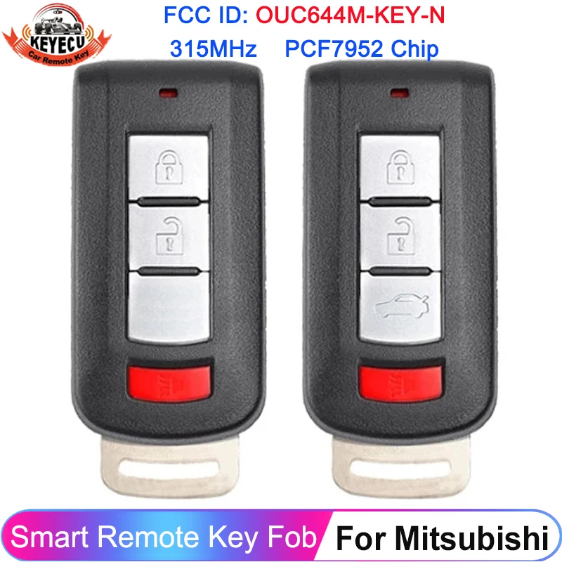 

KEYECU Keyless Smart Remote 315MHz ID46 PCF7952 For Mitsubishi Lancer Outlander 2008-2016 OUC644M-KEY-N Key Fob 3+1 / 2+1 Button