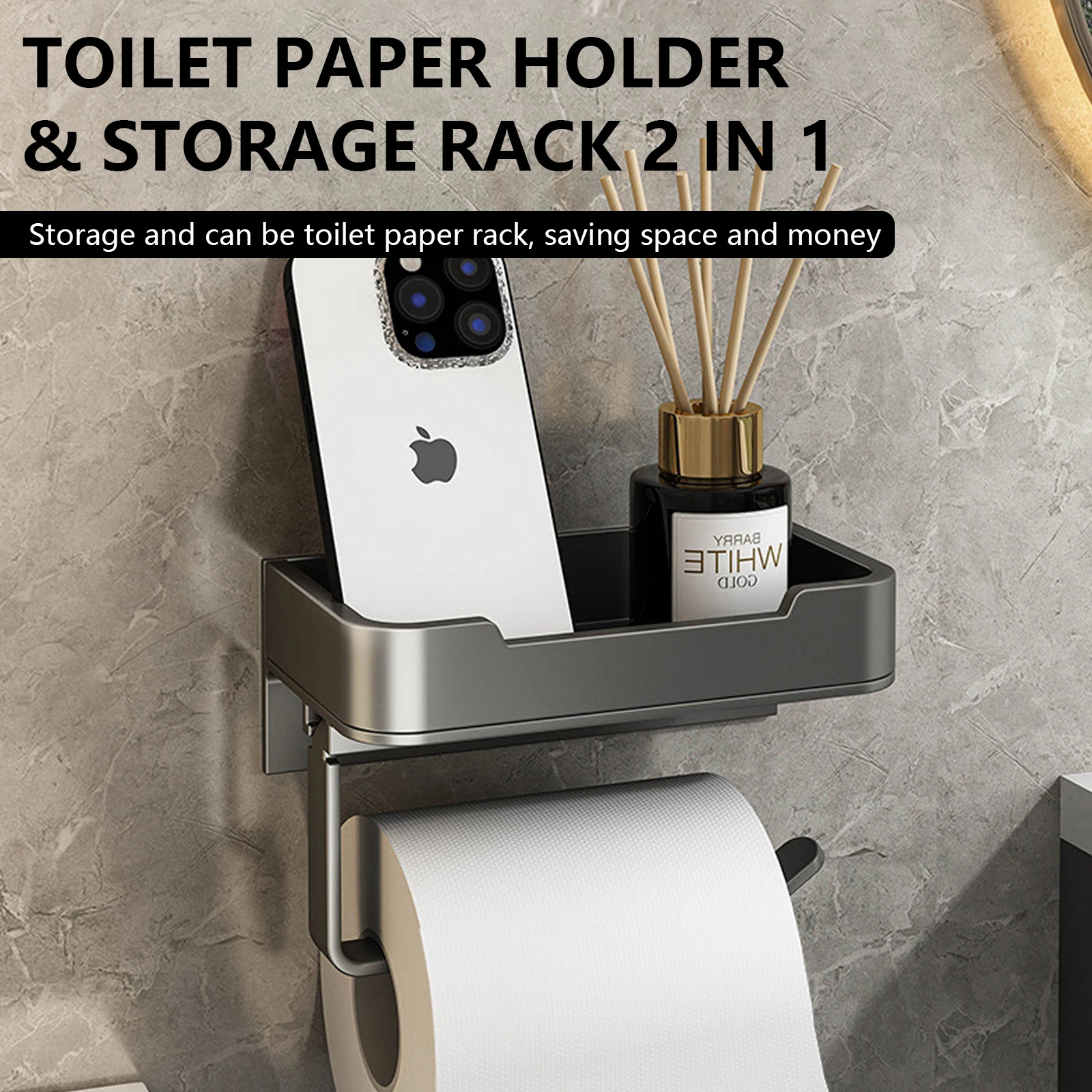 Toilet Paper Holder Space Aluminum Wall Mounted Toilet Paper Roll Holder Bathroom Accessories
