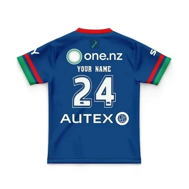 thumbnail image 1 of Camiseta de rugby de local/visitante/entrenamiento para niños de New Zealand Warriors 2024 - Talla para hombre: 16-26 (nombre y número impresos) Calidad superior, 1 of 5