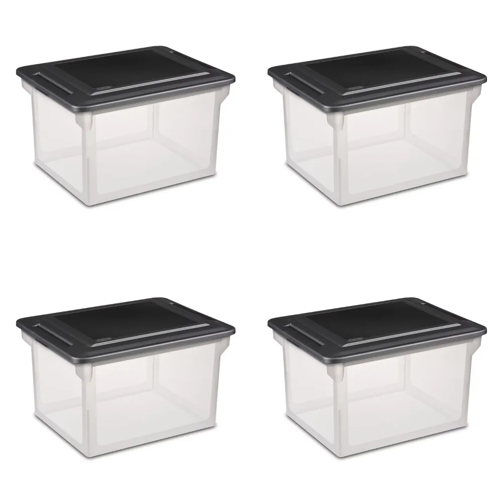 

Sterilite Plastic File Box Black, Set of 4