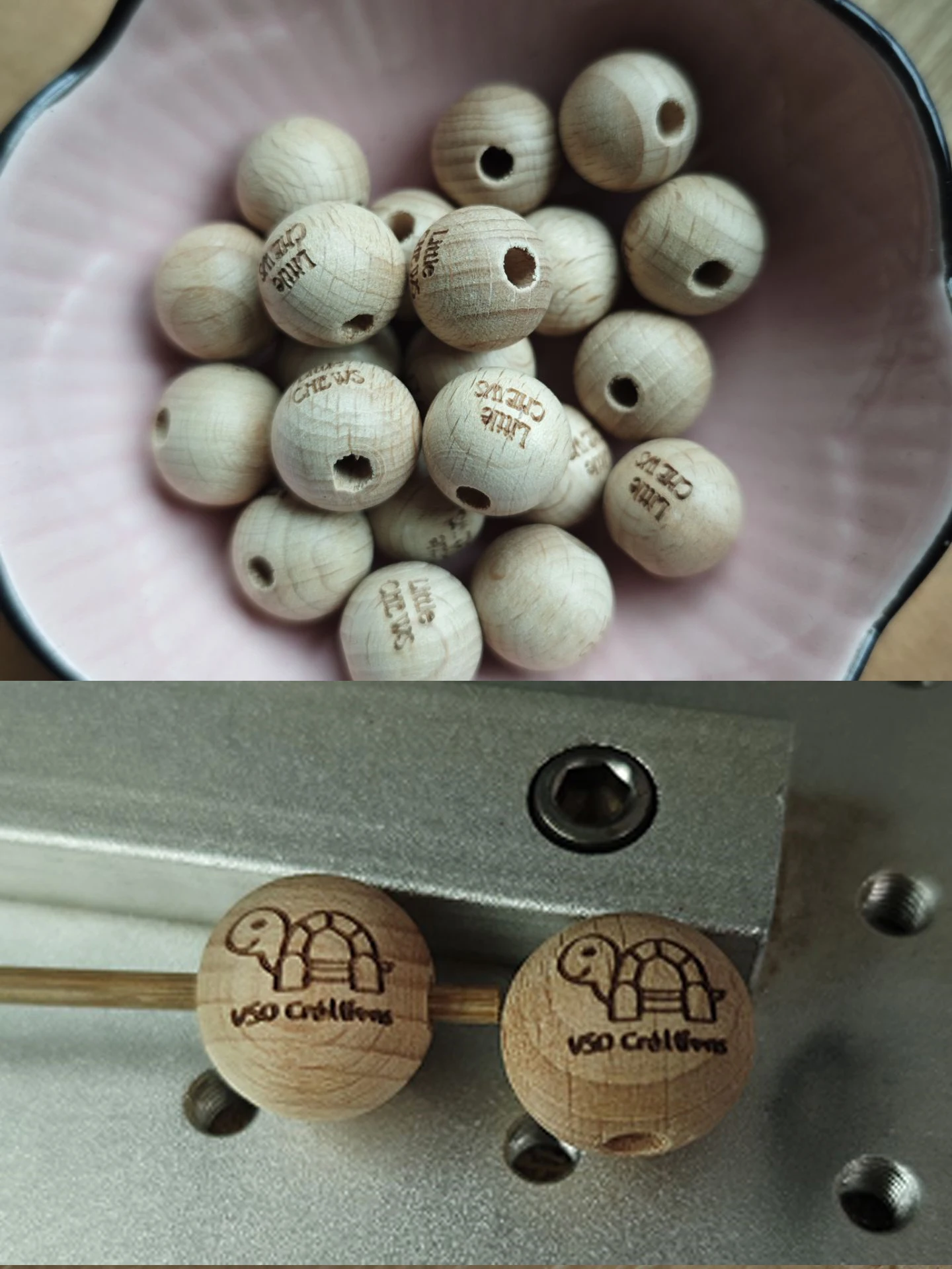 100pcs 나무 라운드 비즈 인쇄 코끼리 패턴 나무 라운드 귀여운 스페이서 비즈 쥬얼리 화환 만들기 공예