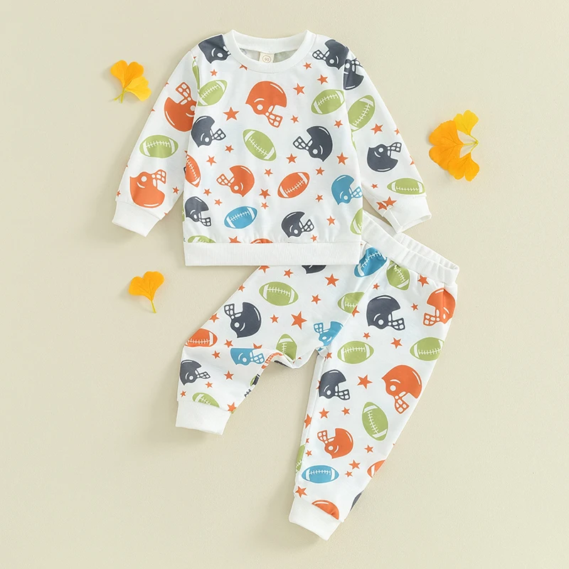 

Spring Autumn Newborn Baby Boy Rugby Print Sweatshirt Pants Set Toddler Girl Clothes Outfit Baby Clothing 0-3Years