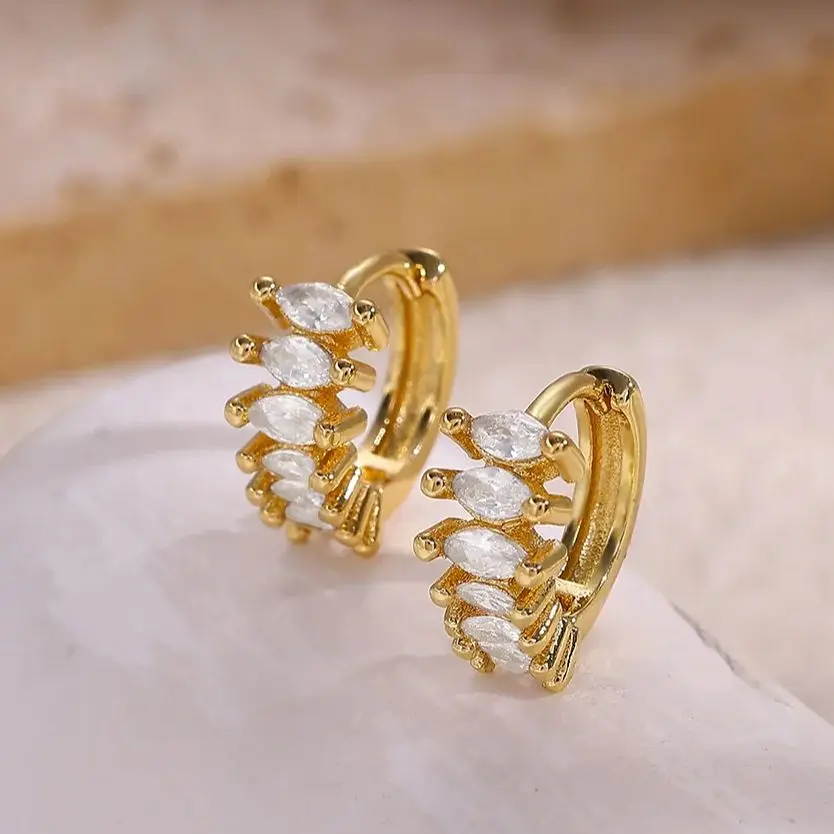 Marquise CZ Hoop Earrings for Women