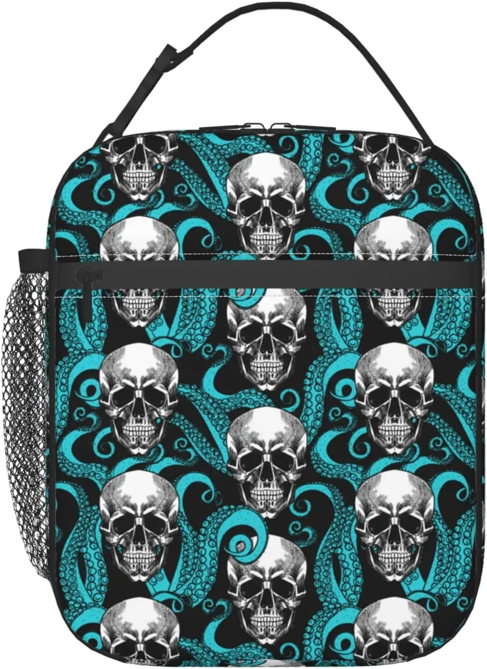Octopus Sugar Funny Skull Halloween Insulated Lunch Box For Women Man, Portable Lunch Bag Reusable Cooler Tote For Office