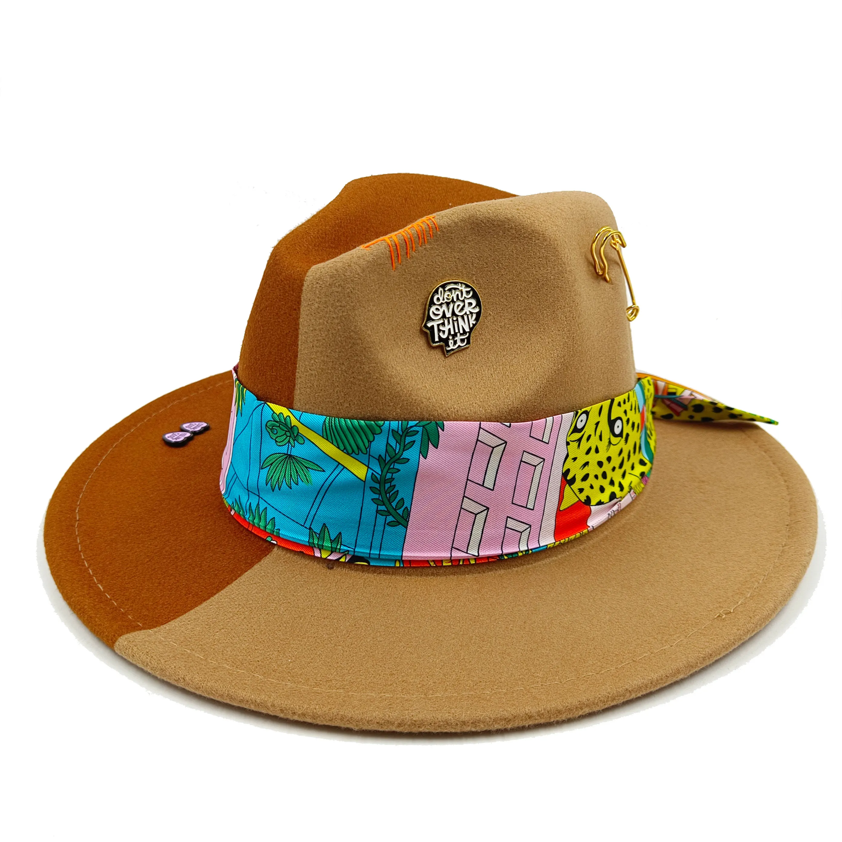 

Handsewn Fedoras Hat Irregular Dual Color Hat Adjustable Unisex Hat Fedora Felt Hat Jazz Autumn/Winter Hat Женская шляпа