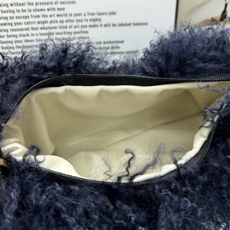 Soft Real Fur Wool Shoulder Bag for Women Designer Purses and Handbags Women's Party Clutch Crossbody Bag High Quality