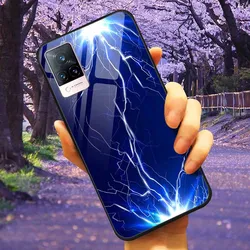 Luxury Protective Soft Bumper Hard Back Phone Case with Tempered Glass for vivo V2027 (35)