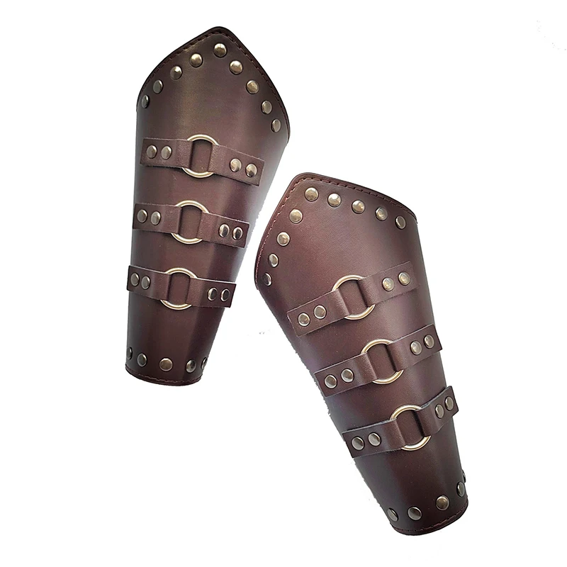 

2pcs Wrist Cuff Medieval Steampunk Leather Armor Arm Warmers Viking Knight Pirate Gauntlet Wristbands Bracer Cosplay Accessories