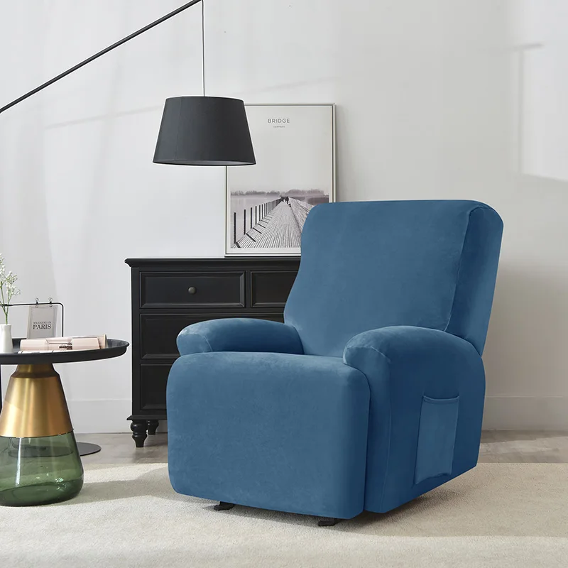1 Seater Stretch Velvet Recliner Sofa Cover  Armchair Covers Elastic Single Sofa Slipcovers for Living Room Solid Color 5