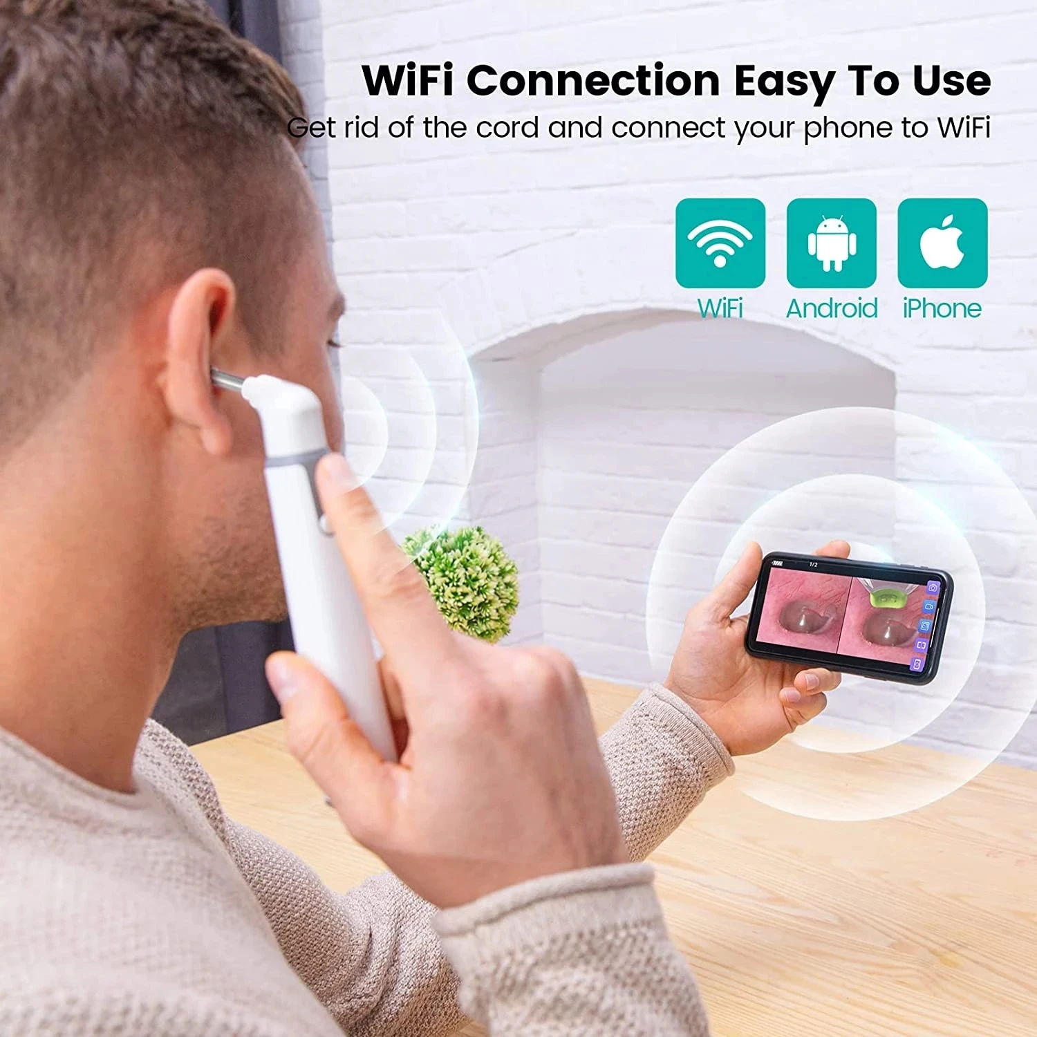 Ear Wax Cleaner Digital Otoscope Wifi Ear Otoscope 1/2/3/5/10PCS 3.9mm Smart Wireless Portable Visual Earwax Cleaning Visible light Ear Spoon Endoscope for Phone