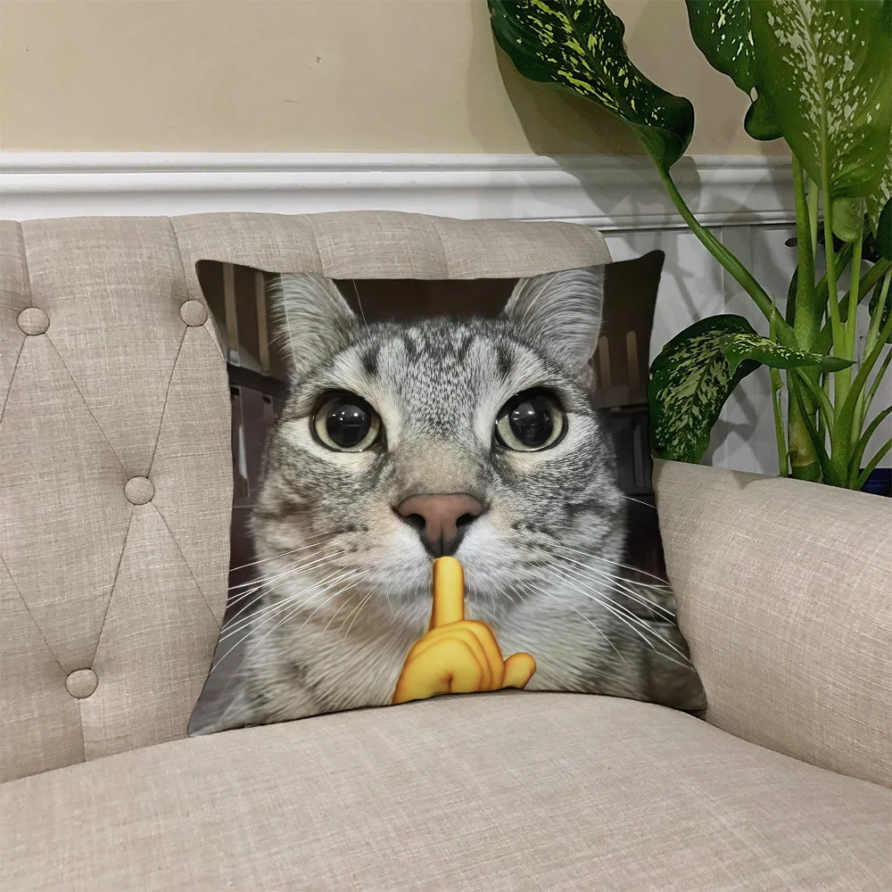 Humorous Cat Meme Skin-Friendly Sofa Cushion Cover