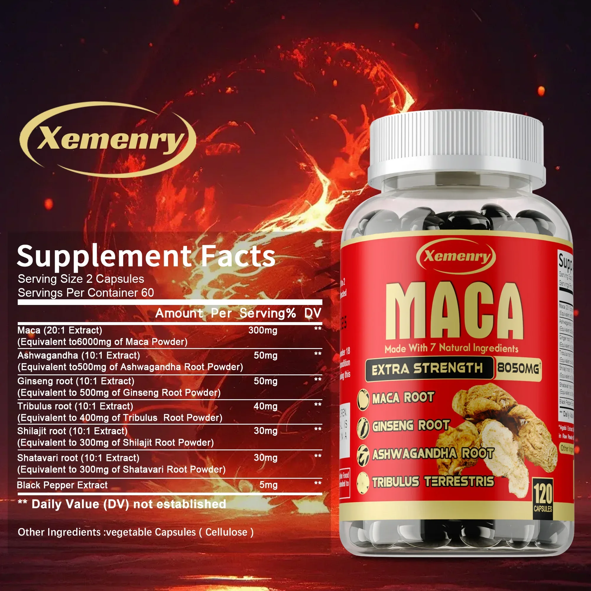 Maca Root Capsules-with Ginseng & Ashwagandha to Support Energy Endurance and Performance Muscle Mass Improve maca root capsules