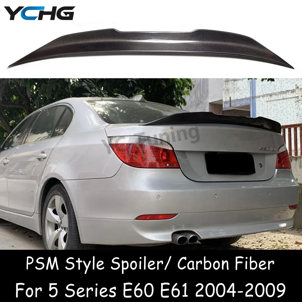

E60 PSM Style Real Carbon Fiber Rear Trunk Spoiler Wings For BMW 5 Series Sedan E60 520i 523i 525i 528i 530i 540i 2004-2009