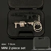Gift Box Two Piece Set Metal Gun Keychain PUBG AK 47 Glock Mini RPK Grenade Launcher AWM AKM Weapon Model Pistol Pendant Toy 2