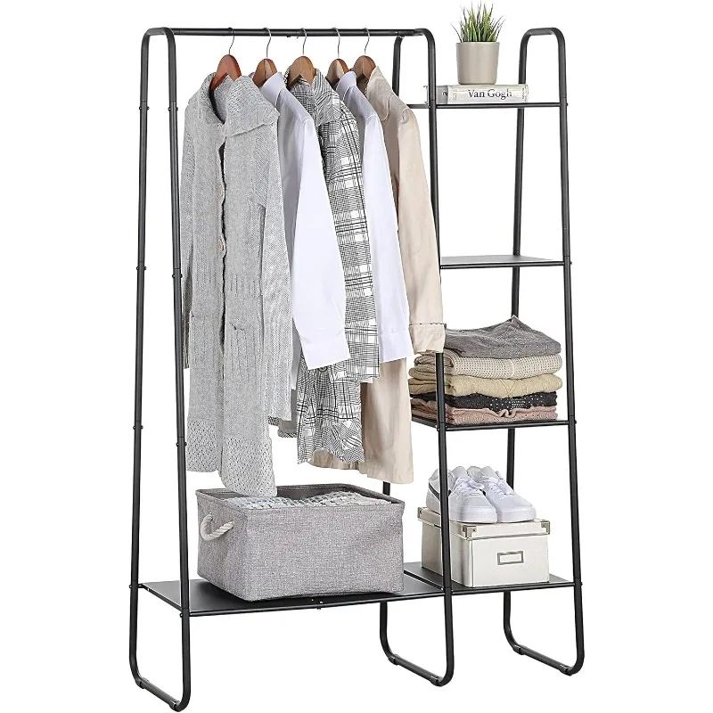 Freestanding Clothes Garment and Accessories, Organizer Closet Rack (BLK)