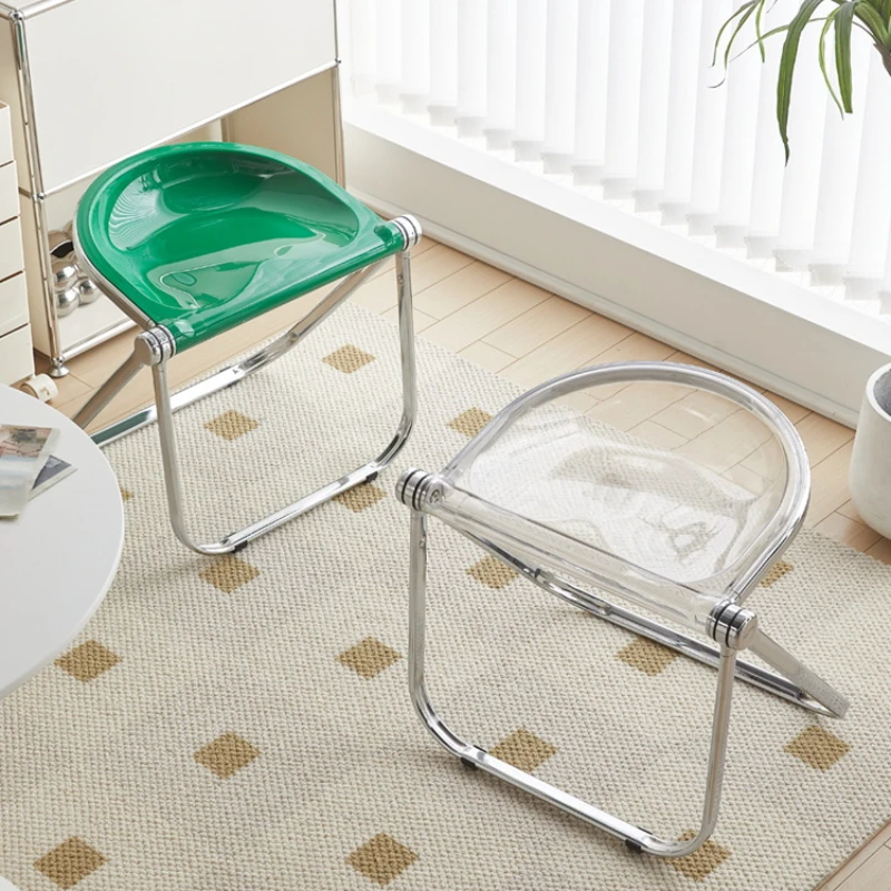 INS Living room folding stool acrylic Dining stool Nordic space saving makeup Bathroom chair Outdoor Portable folding furniture