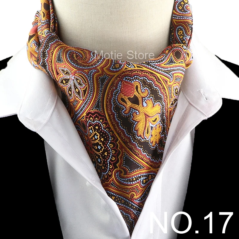 Anmutige Jacquard-Paisley-Cashew-Krawatte, formelles Ascot Scrunch Self British Gentleman Herrenschal, Polyester-Krawatte, Anzug-Accessoires – Detail 18