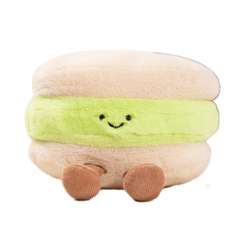 Dessert Egg Tart Macaron Plush Toy Stuffed Smiling Face Food Pillow with Legs Small Party Prop Decor Present 6