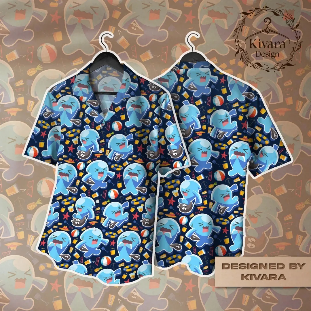 Wobbuffet Hawaiihemd Pokémon Wobbuffet Grafik-T-Shirt Sommer Freizeit Herren-T-Shirt Kinderbekleidung T-Shirt Y2k Frau ﻿