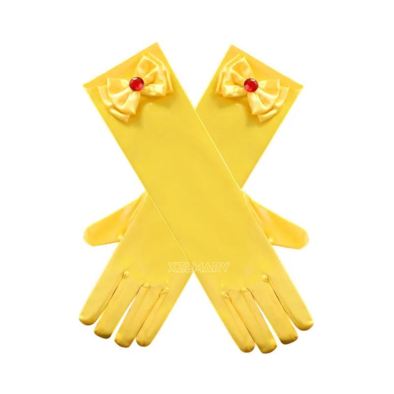 Girl Snow White Gloves Dress up Party Supplies Children Princess Cosplay Costume For Elsa Anna Belle