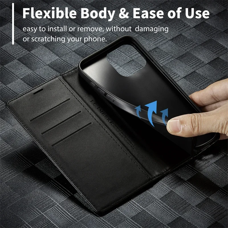 Luxury Fashion Carbon Fiber Leather Wallet Phone Case - Magnetic Flip Cover