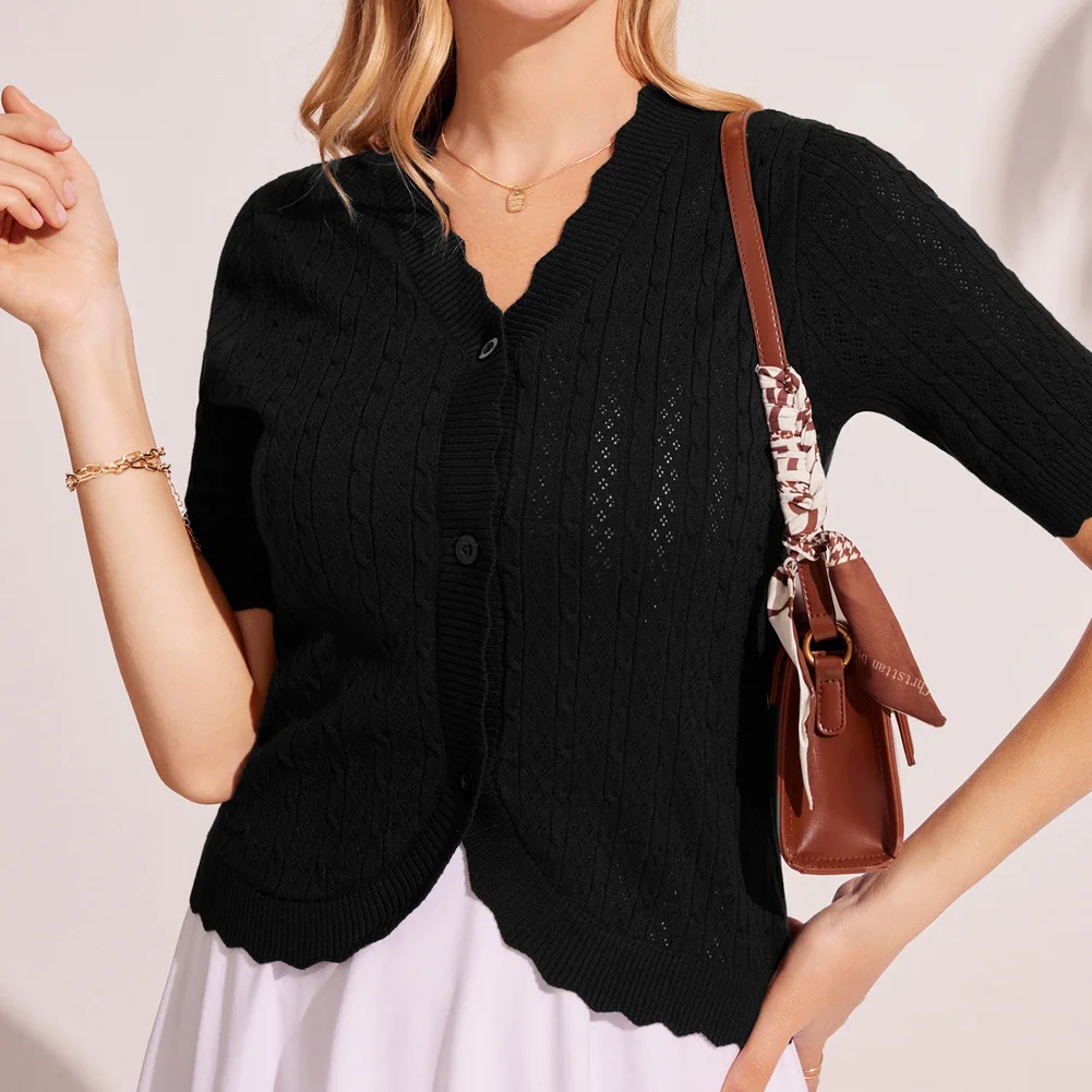 [COSYHARU公式] Summer Round-Neck Short Sleeve Cardigan CC109_GR1225
