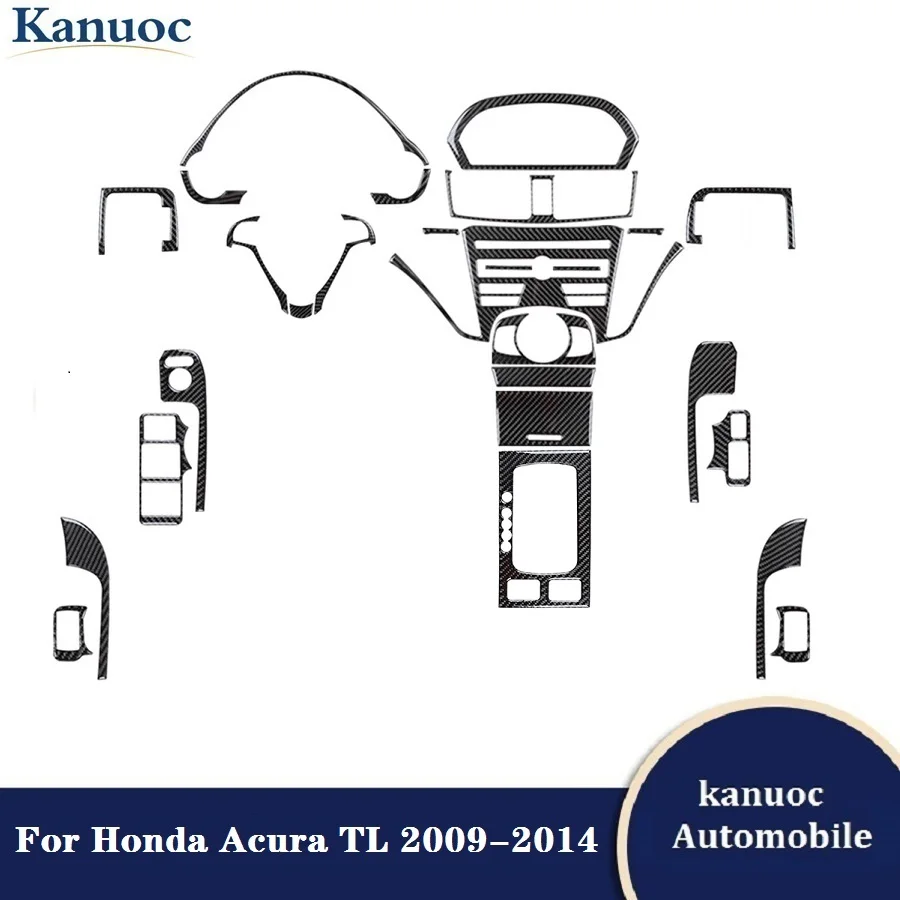 

Черные наклейки из углеродного волокна, аксессуары для украшения салона автомобиля, различные детали для Honda Acura TL 2009-2014 без навигации