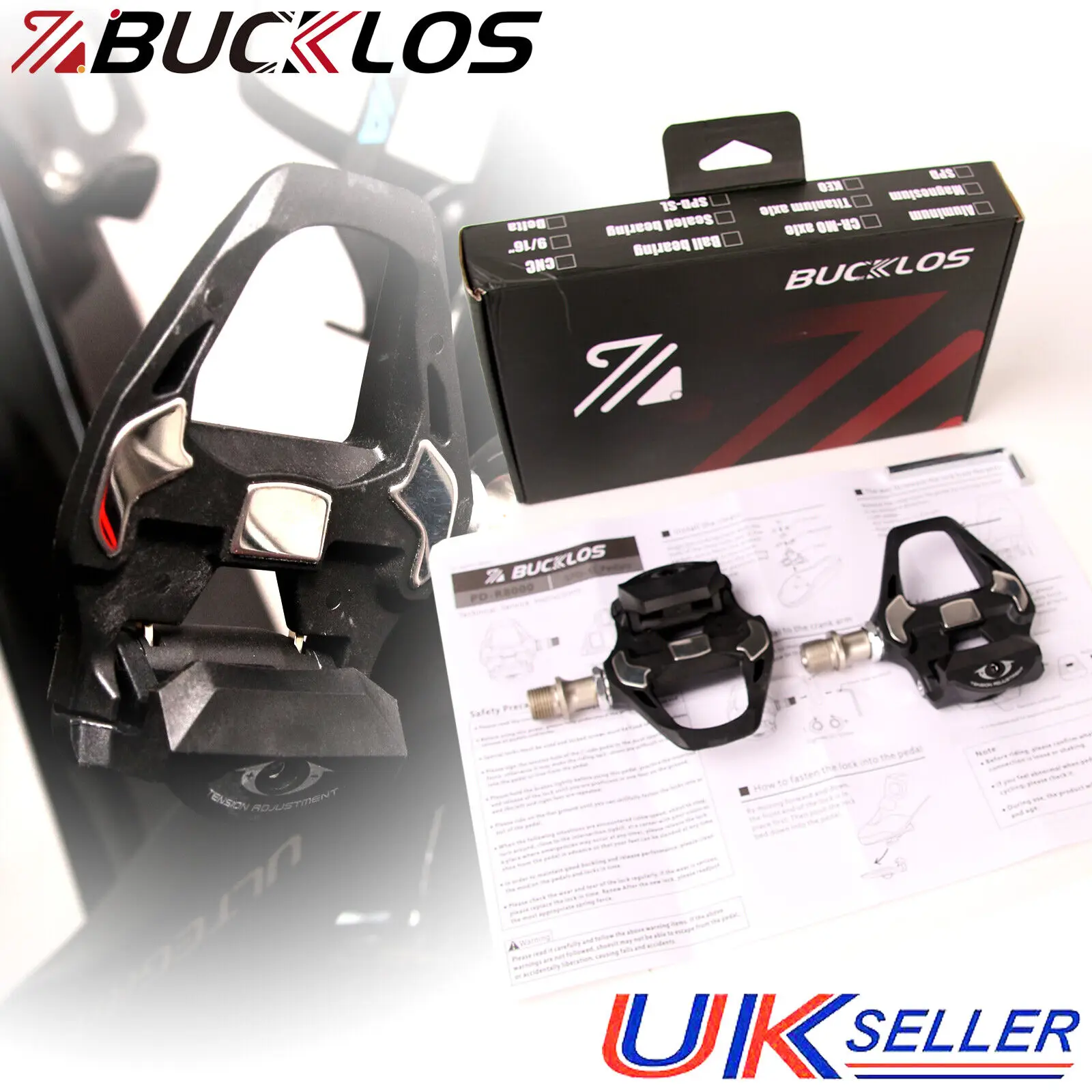 

BUCKLOS PD-R8000 Bicycle Pedals Bearings 9/16in Road Bike Self-locking Pedal Ultralight Nylon Professional Pedals for Cycling