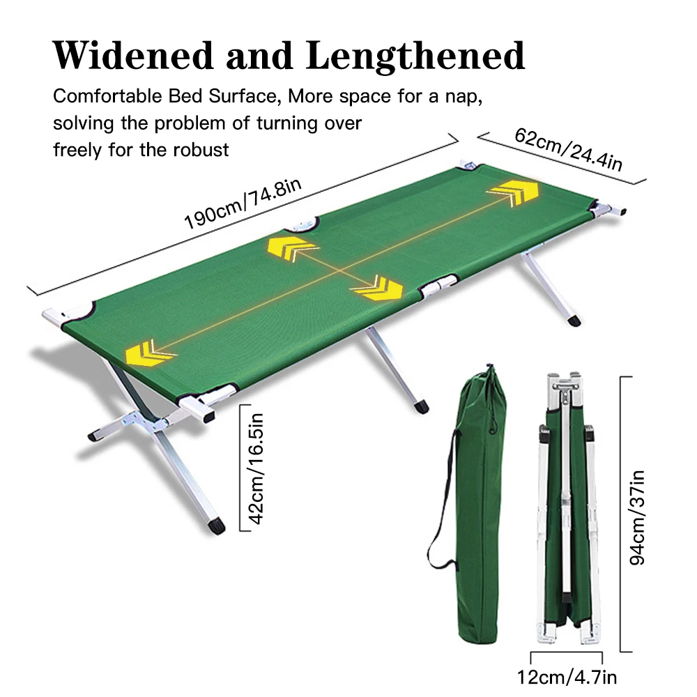 

Portable Camping Folding Cot Iron Folding Bed Multifunctional Outdoor Tent Sleeping Bed for Hiking Travel Office Self Driving