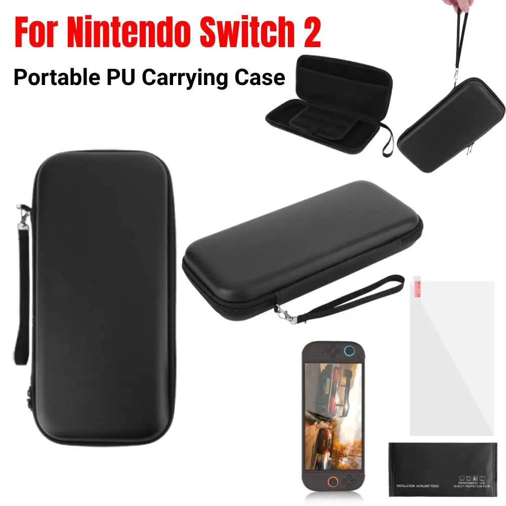 【Top Selling Item】 For Nintendo Switch 2 PU Carrying Case & Screen Protector Portable Protective Case for Charging Cable Storage Bag Box Shockproof