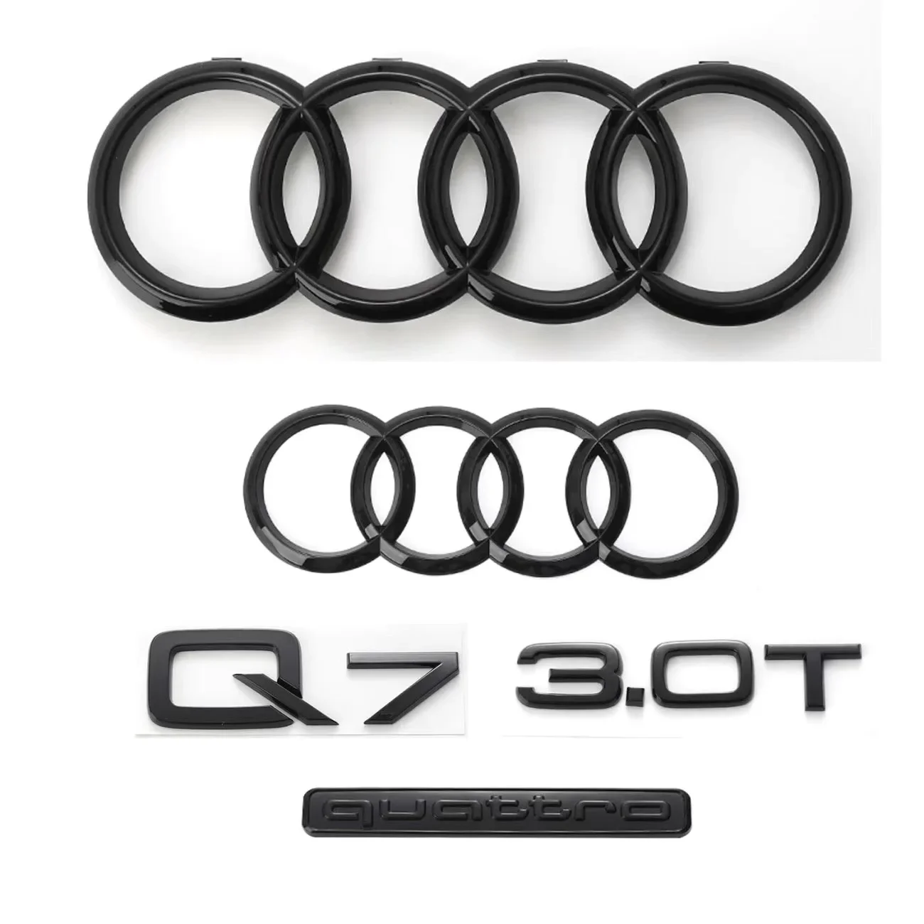 Sleek Black Car Emblem Trunk Badge Sticker with 4-Ring Design