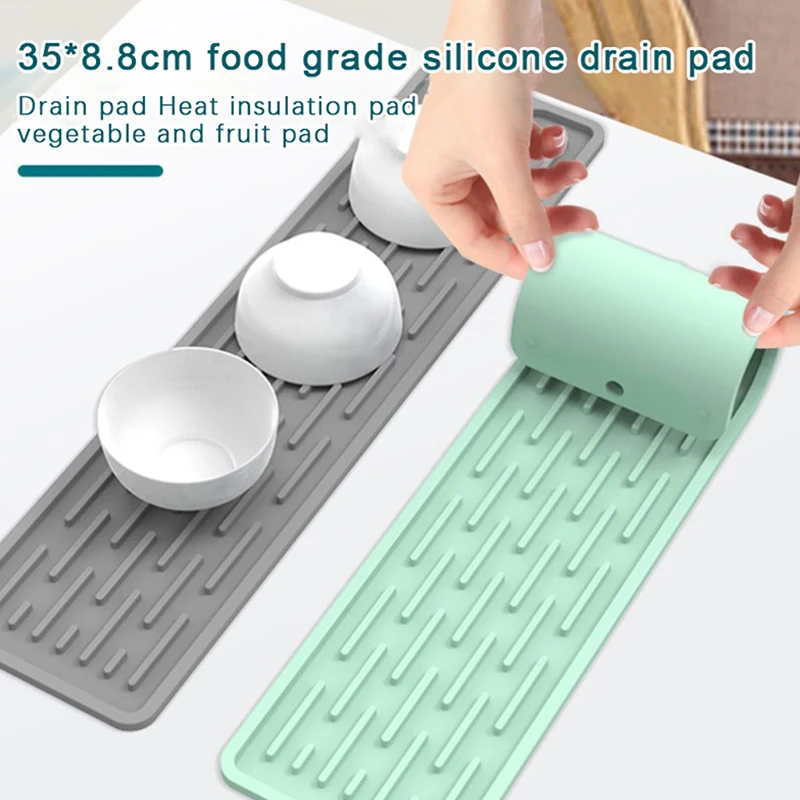 Silicone Heat Insulation Pad Kitchen Non-slip Fixed Faucet Mat Drip Protection Pads Kitchen Accessories faucet mat