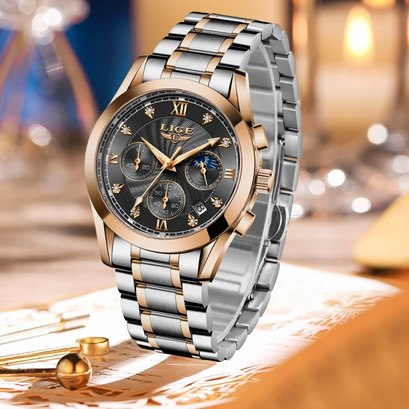 LIGE New Fashion Watch Women Watches Ladies Stainless Steel Bracelet Waterproof Watches Female Quarzt Clocks Relogio Feminino