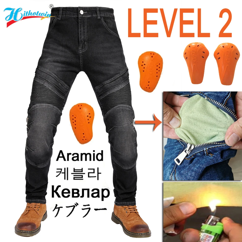 Pantaloni Moto Protezione Moto Motocross Jeans Uomo Moto Jeans Pantaloni Motocross Quattro Stagioni Traspirante Hi-032