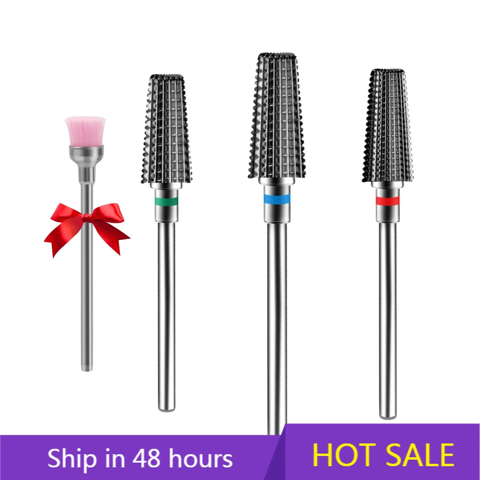 

3/32" Safety Nail Carbide Drill Bits Milling Cutter Smooth Top Large Tapered Head to Nails for Electric Dremel Drill Machine