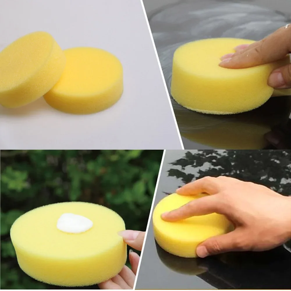 2X Car Polishing Waxing High-density Sponge Yellow Washing Pressures Edge Foam Auto E Wax Polishes Paint Care Available Cleaner