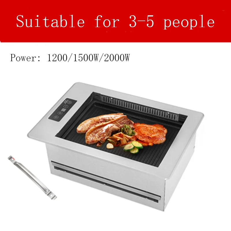 Restaurant Grill Electric Commercial Smokeless Barbecue Grill Pan Embedded Korean Grill Smokeless BBQ Touch plancha cocina 6