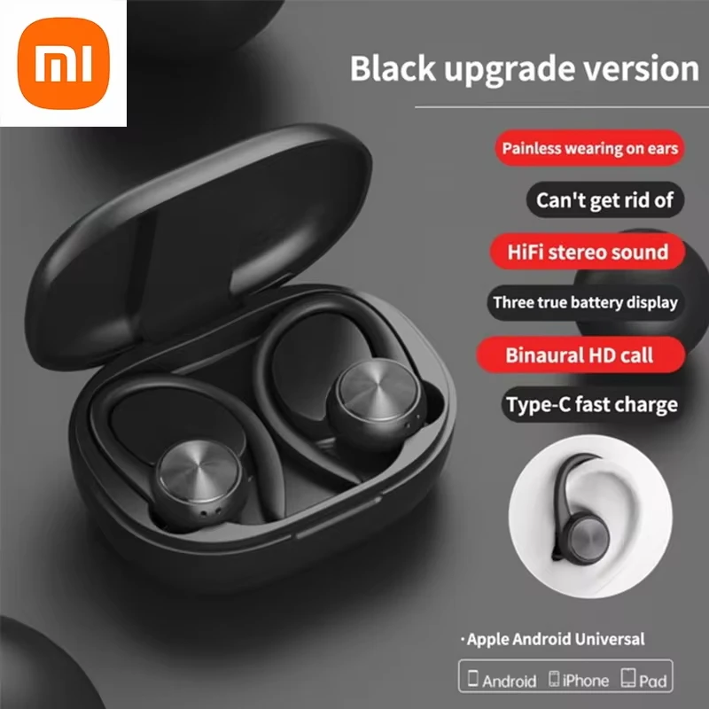 XIAOMI R200 Auriculares de oído abiertos Auriculares inalámbricos Bluetooth Auriculares con gancho para la oreja Auriculares estéreo 9D Auriculares deportivos con pantalla LED para Android IOS