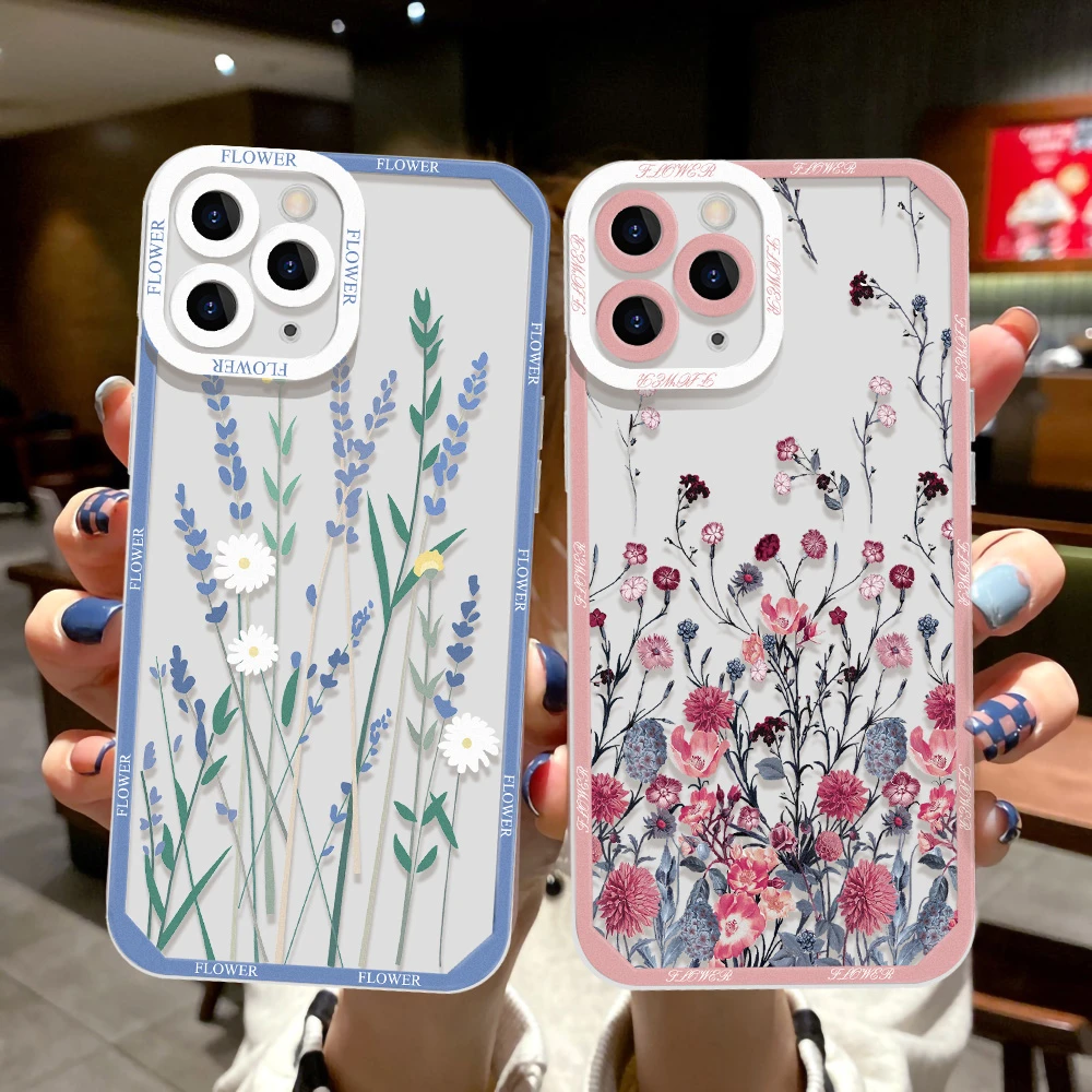 Flower Soft Case For Iphone 11 12 13 Pro Max Mini 7 8 Plus XR X Xs Max 12Pro 13Pro 13ProMax 12ProMax Fundas Silicon Cover Coque iphone 13 pro max case leather